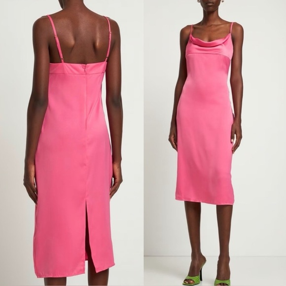 New WE WORE WHAT Satin Charmeuse Cowl Midi Dress - Picture 1 of 10